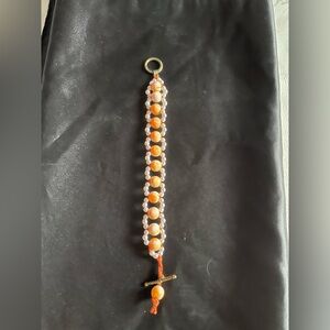 Yellow and White Beaded Bracelet